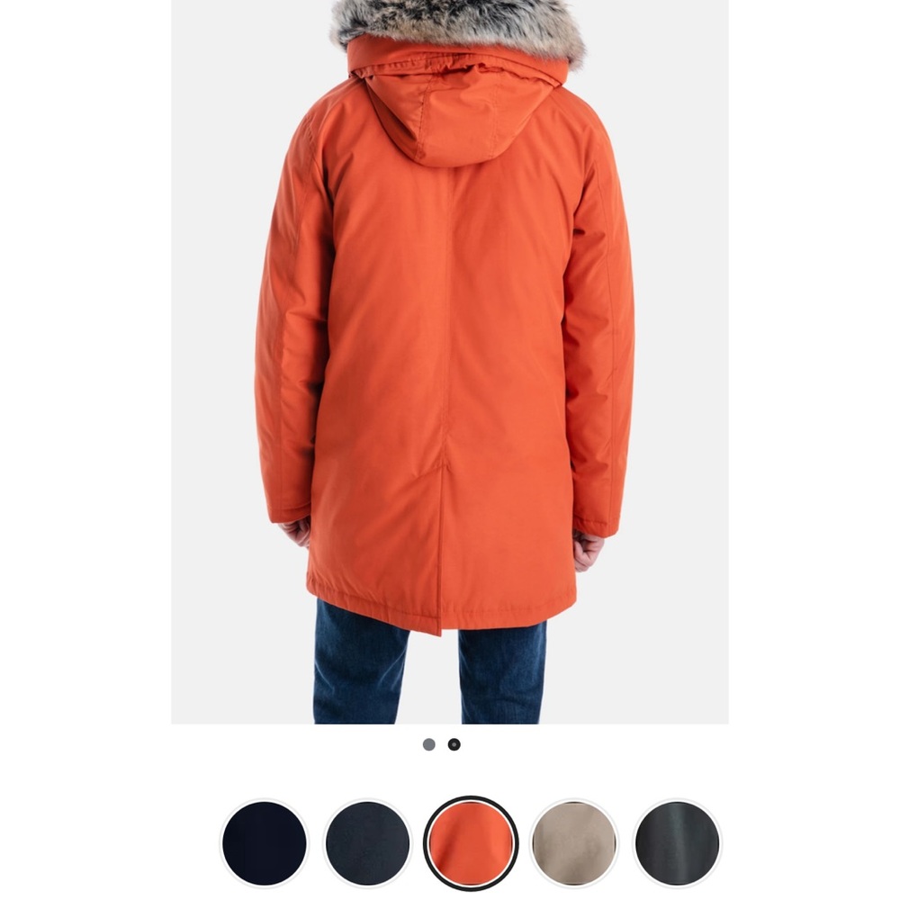London Fog Men's Orange Puffer Jacket with Faux Fur Trim - Picture 13 of 13